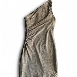 Lauren by Lauren Ralph Lauren gold/brown one shoulder dress